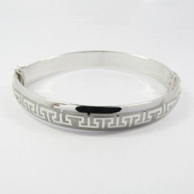 PULSERA ARO ORO BLANCO ITALIANO GRABADO