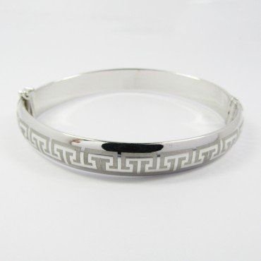 PULSERA ARO ORO BLANCO ITALIANO GRABADO