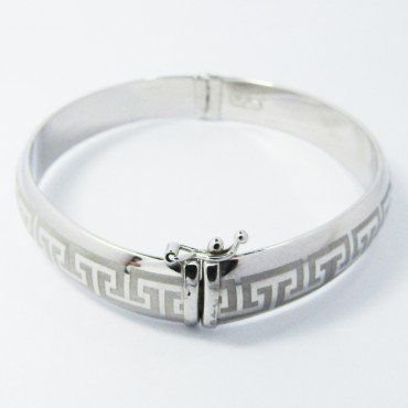 PULSERA ARO ORO BLANCO ITALIANO GRABADO