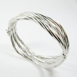 PULSERA ARO ORO BLANCO ITALIANO GRABADO