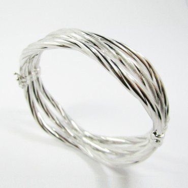 PULSERA ARO ORO BLANCO ITALIANO GRABADO
