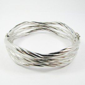 PULSERA ARO ORO BLANCO ITALIANO GRABADO