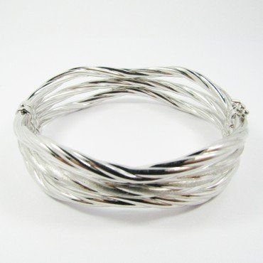 PULSERA ARO ORO BLANCO ITALIANO GRABADO