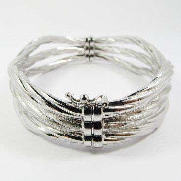 PULSERA ARO ORO BLANCO ITALIANO GRABADO