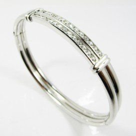 PULSERA ARO ORO BLANCO ITALIANO PIEDRA