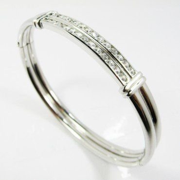 PULSERA ARO ORO BLANCO ITALIANO PIEDRA