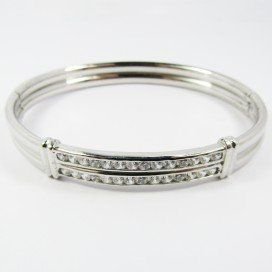 PULSERA ARO ORO BLANCO ITALIANO PIEDRA