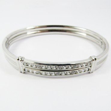 PULSERA ARO ORO BLANCO ITALIANO PIEDRA
