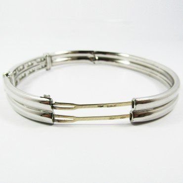 PULSERA ARO ORO BLANCO ITALIANO PIEDRA