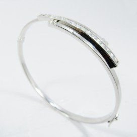 PULSERA ARO ORO BLANCO PIEDRA