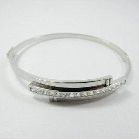 PULSERA ARO ORO BLANCO PIEDRA