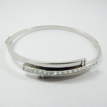 PULSERA ARO ORO BLANCO PIEDRA