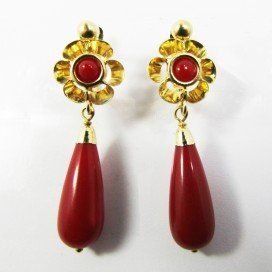 PENDIENTES ORO AMARILLO CORAL