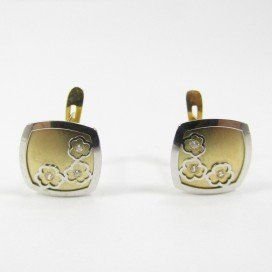 PENDIENTES ORO BICOLOR PIEDRA