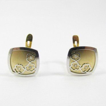 PENDIENTES ORO BICOLOR PIEDRA