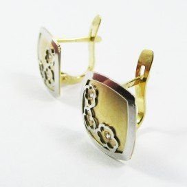 PENDIENTES ORO BICOLOR PIEDRA