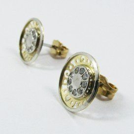 PENDIENTES ORO BICOLOR PIEDRA