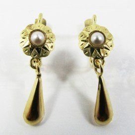 PENDIENTES NIÑA ORO AMARILLO PERLA
