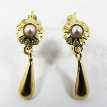 PENDIENTES NIÑA ORO AMARILLO PERLA