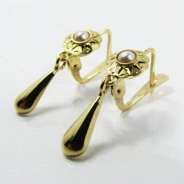 PENDIENTES NIÑA ORO AMARILLO PERLA