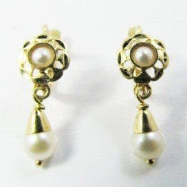PENDIENTES NIÑA ORO AMARILLO PERLA