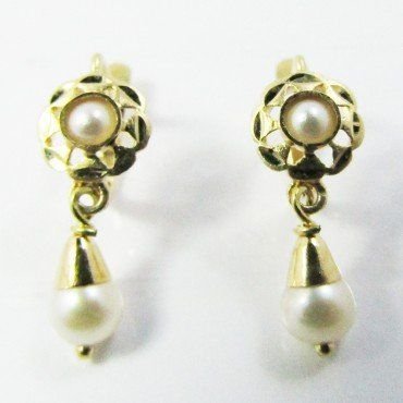 PENDIENTES NIÑA ORO AMARILLO PERLA