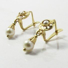PENDIENTES NIÑA ORO AMARILLO PERLA