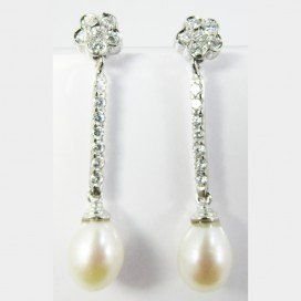 PENDIENTES ORO BLANCO PERLA