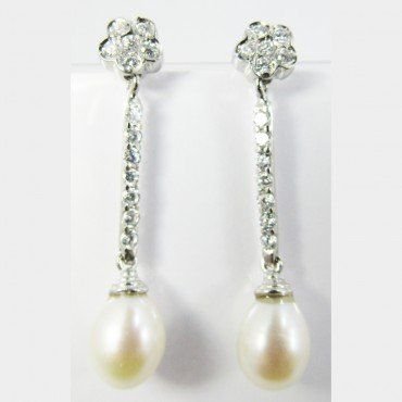 PENDIENTES ORO BLANCO PERLA