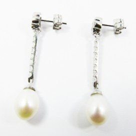 PENDIENTES ORO BLANCO PERLA