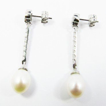 PENDIENTES ORO BLANCO PERLA