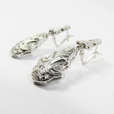PENDIENTES ORO BLANCO PIEDRA