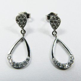 PENDIENTES ORO BLANCO PIEDRA