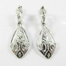 PENDIENTES ORO BLANCO PIEDRA