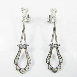 PENDIENTES ORO BLANCO PIEDRA