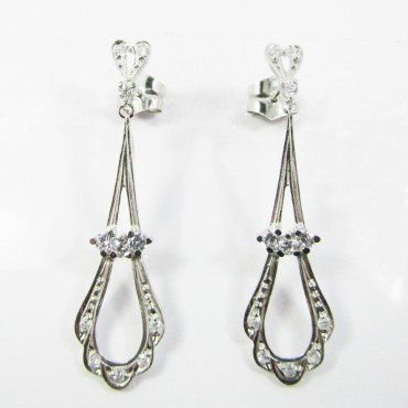 PENDIENTES ORO BLANCO PIEDRA