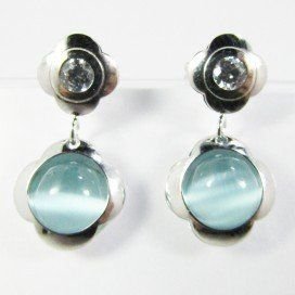 PENDIENTES ORO BLANCO PIEDRA