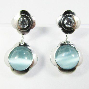 PENDIENTES ORO BLANCO PIEDRA