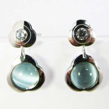 PENDIENTES ORO BLANCO PIEDRA