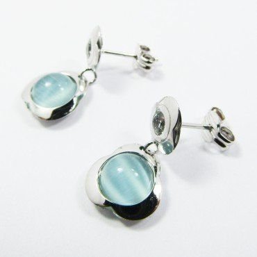 PENDIENTES ORO BLANCO PIEDRA