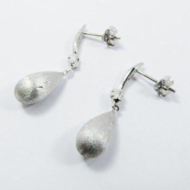 PENDIENTES ORO BLANCO ITALIANO PIEDRA