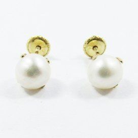PENDIENTES NIÑA ORO AMARILLO PERLA