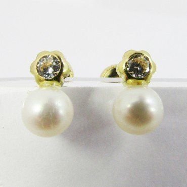 PENDIENTES NIÑA ORO AMARILLO PERLA