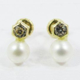 PENDIENTES NIÑA ORO AMARILLO PERLA