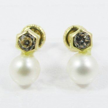 PENDIENTES NIÑA ORO AMARILLO PERLA