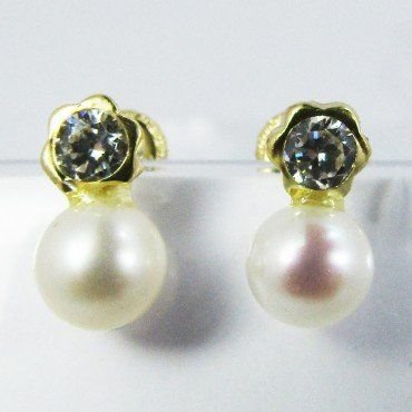 PENDIENTES NIÑA ORO AMARILLO PERLA