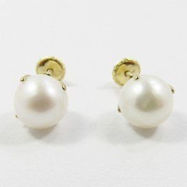 PENDIENTES NIÑA ORO AMARILLO PERLA