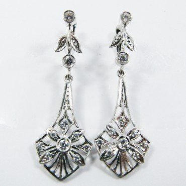 PENDIENTES ORO BLANCO PIEDRA