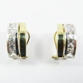 PENDIENTES ORO BICOLOR PIEDRA