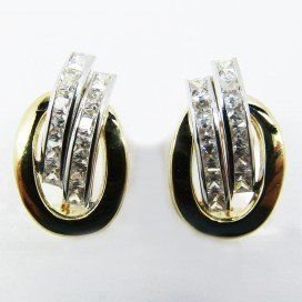 PENDIENTES ORO BICOLOR PIEDRA